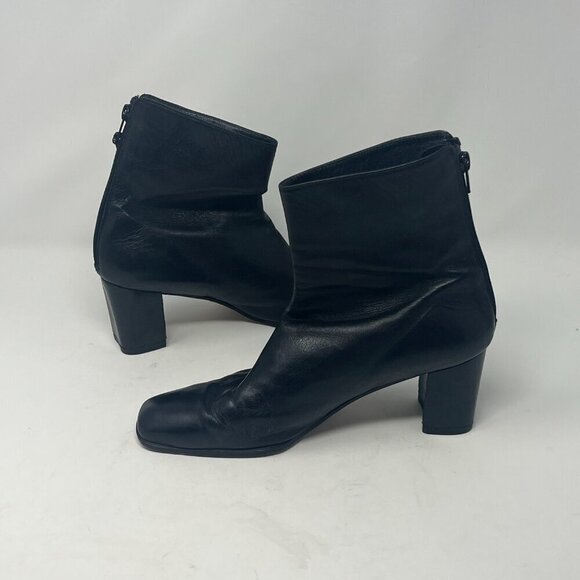 Stuart Weitzman ankle boots 10B black leather square toe y2k 90s - Picture 8 of 16